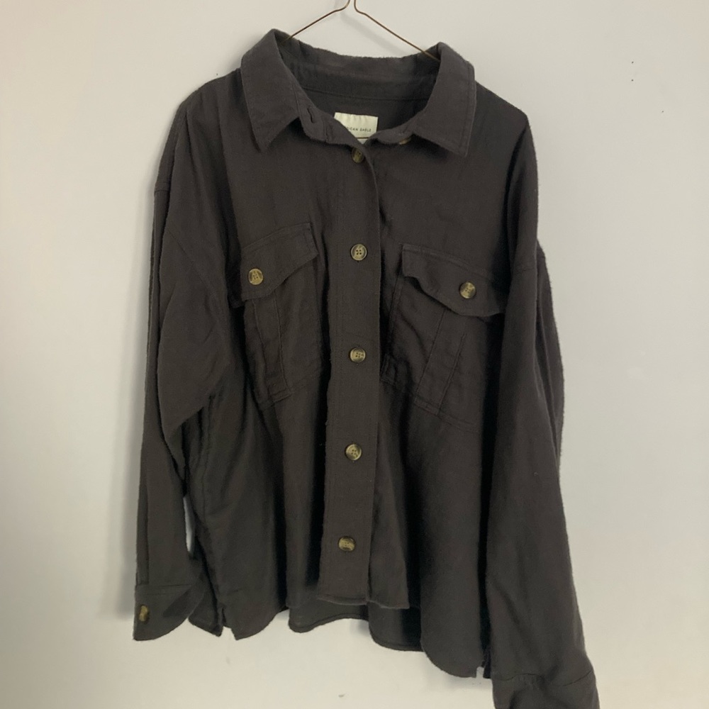 American Eagle Outfitters Dark Brown Button Down Shirt